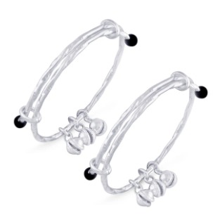 silver 925 sterling silver bell ending baby bangle for kids RJ-S9B06