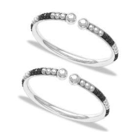 silver 925 sterling black beaded nazariya bangle for new born babies RJ-S9B05
