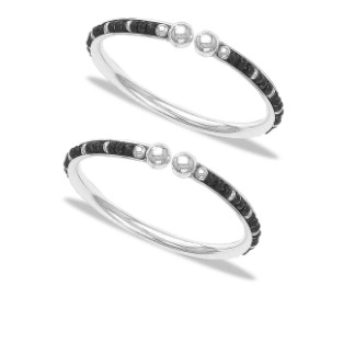 Silver 925 sterlimg black beaded silver kada for baby rj-s9b02