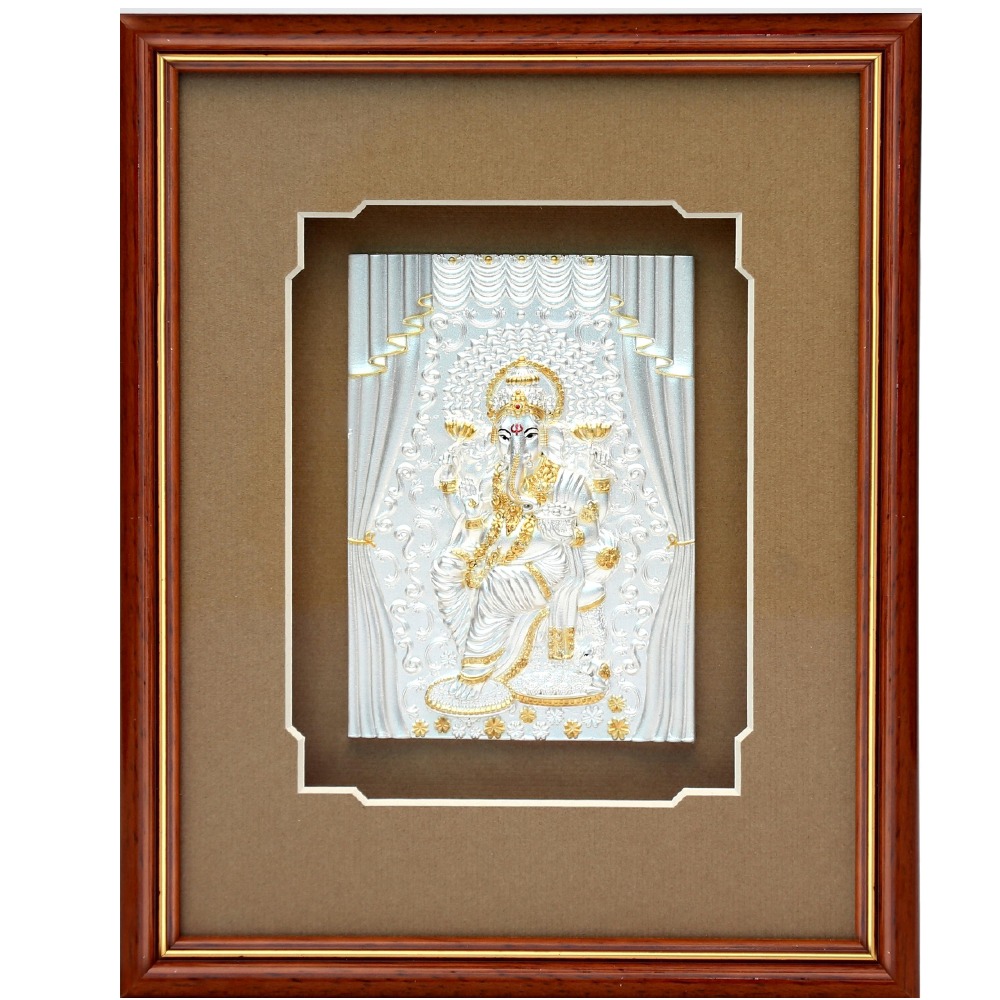 pure silver god photo frame of  royal ganesha