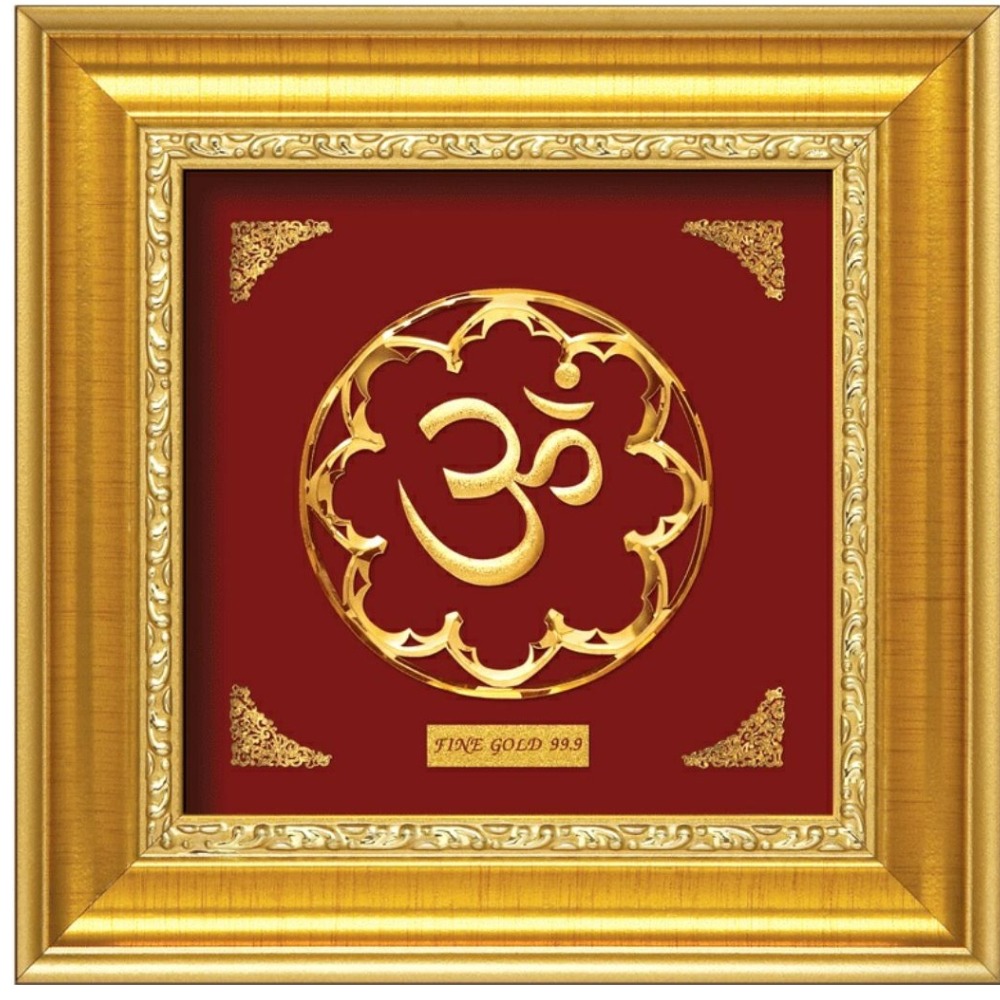 24 K GOLD "OM" ROUND PHOTO FRAME RJ-PGA19