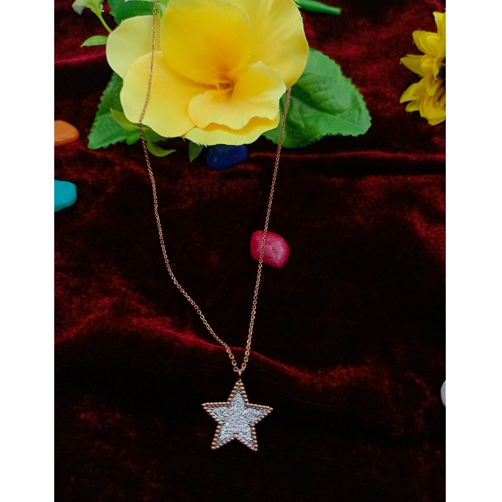 18K Rose Gold Star Design Pendant Chain