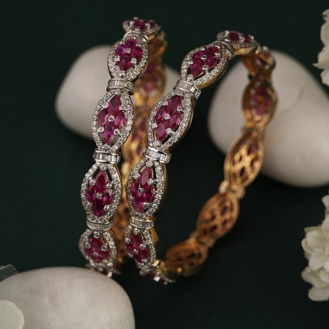 18KT ruby diamond bangles