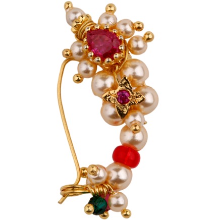 Simple Gold Finish Moti Nath