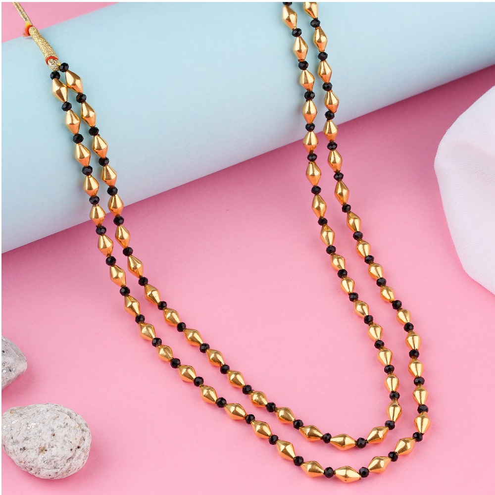 Dholki Style Mala Design In Gold
