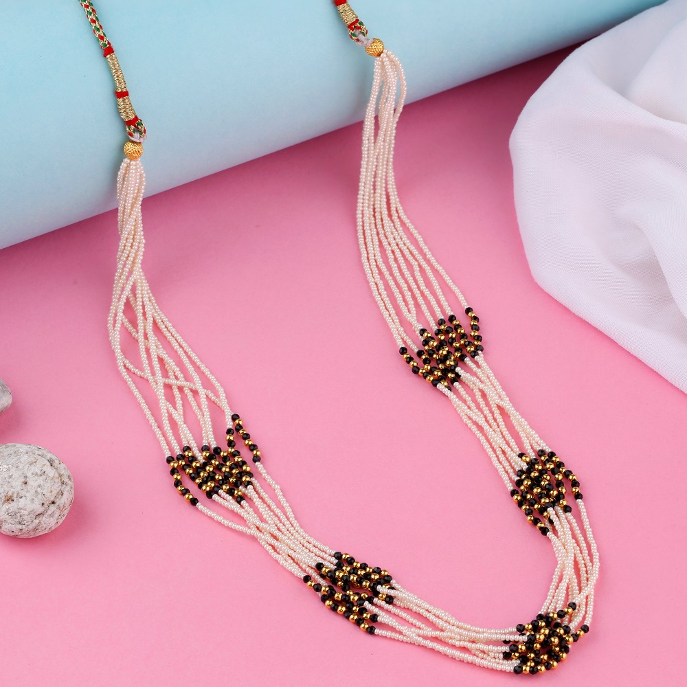 Multilayered Black And White Mala