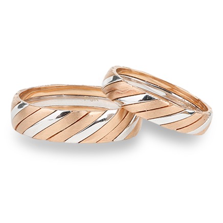 18kt dual combination rose gold white gold ring band