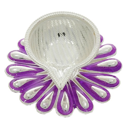 Silver Diya In Purplecolor