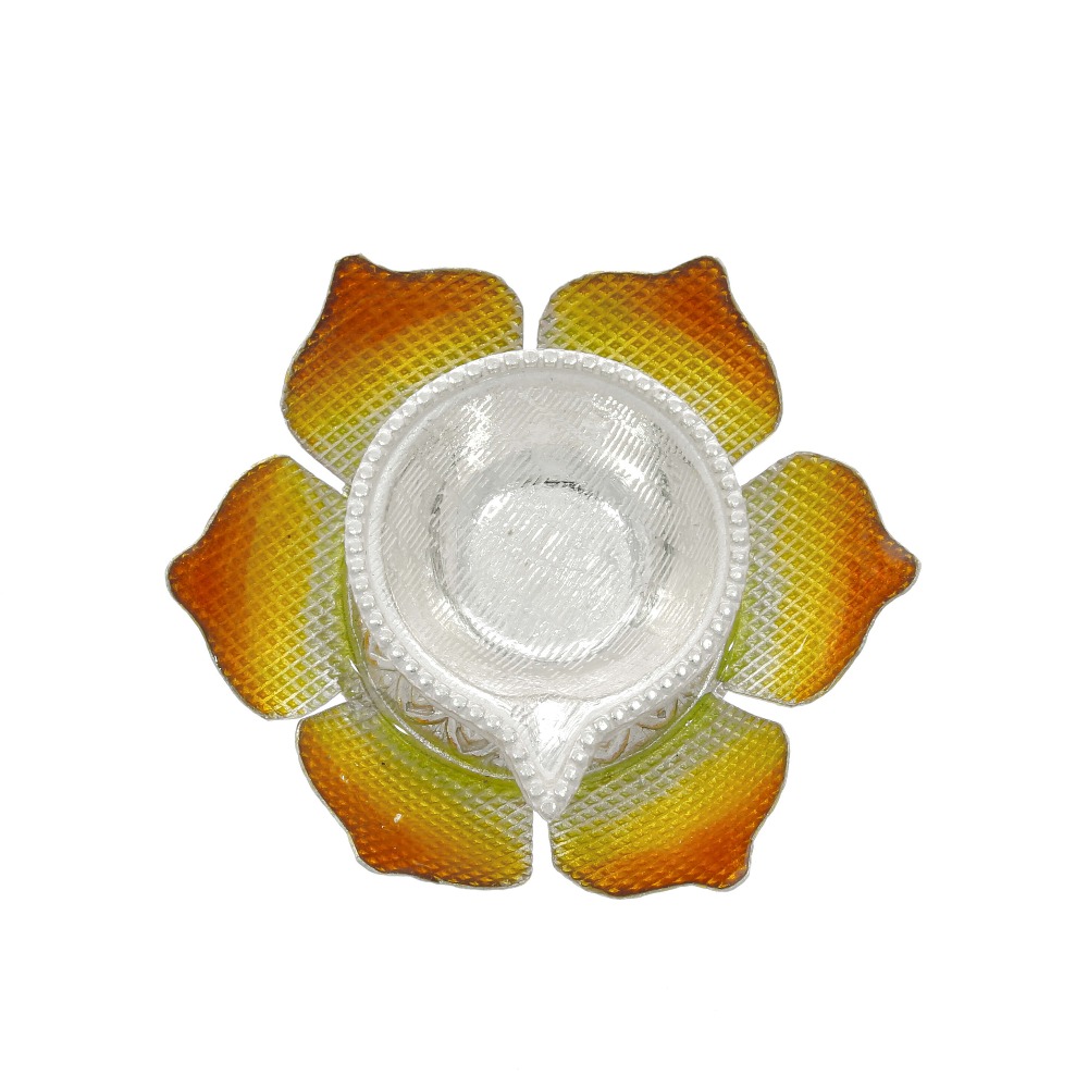 Silver Flower Design Diya