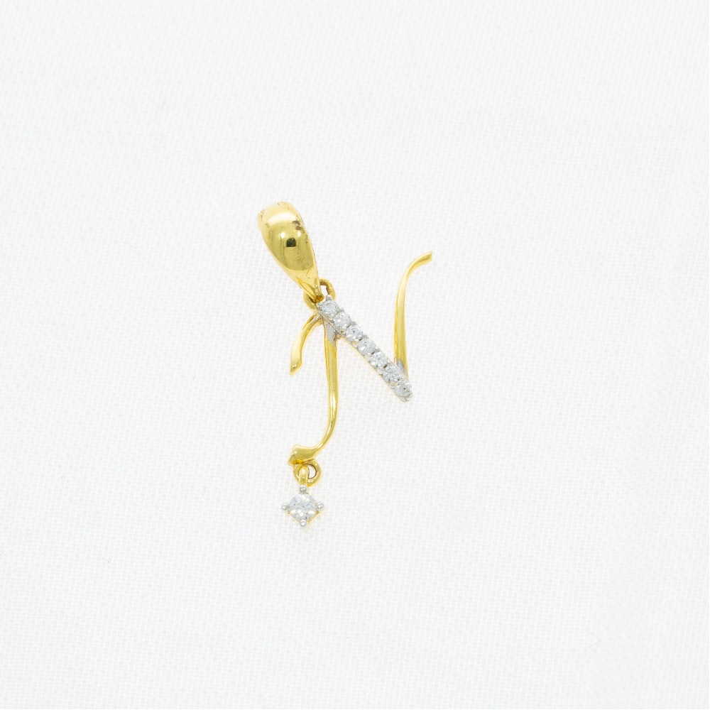 Dancing 18kt n letter gold pendant