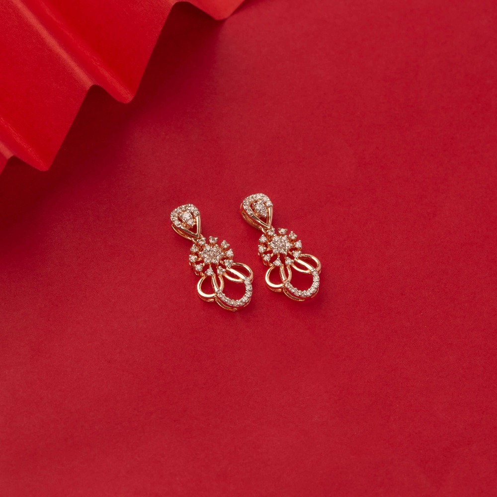 Delightful 14kt rose gold diamond earrings