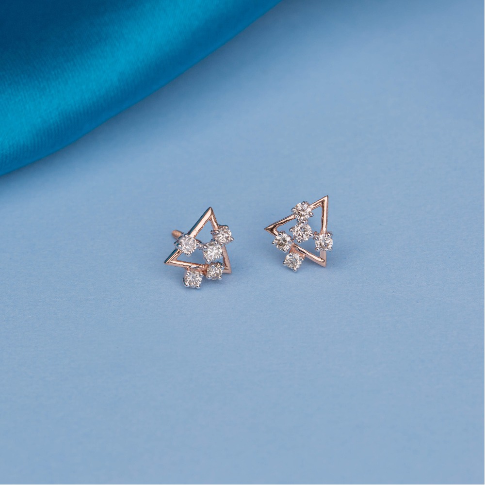 Triangular geometric 18kt diamond studs