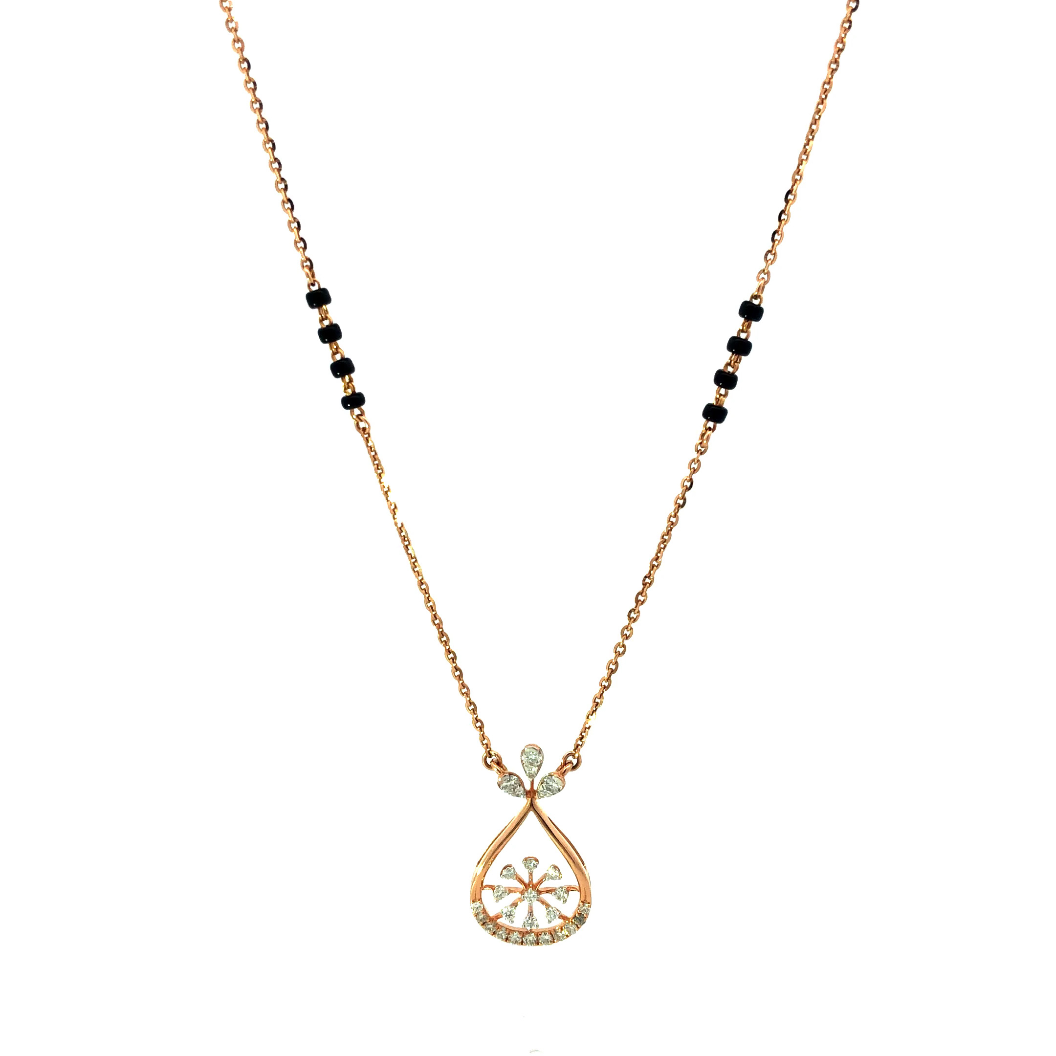 18kt Diamond Merry Go Drop Mangalsutra In Rosegold