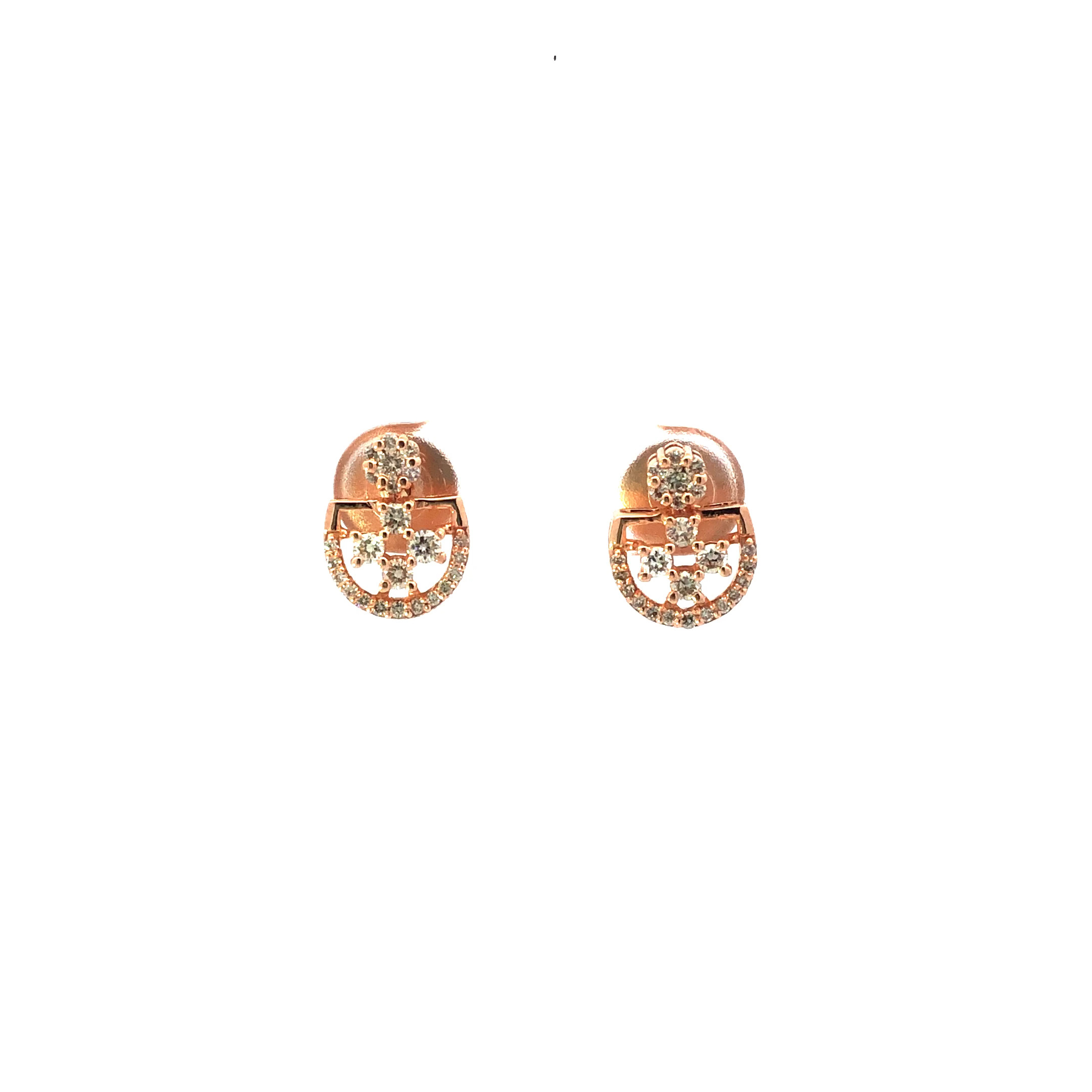 14kt diamond striking stud earrings in rosegold