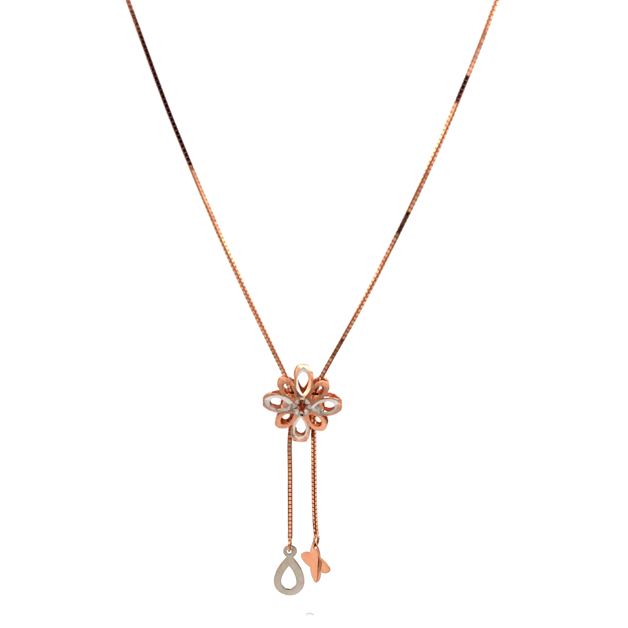 18kt Gold Tasseled Floral Brooch Chain