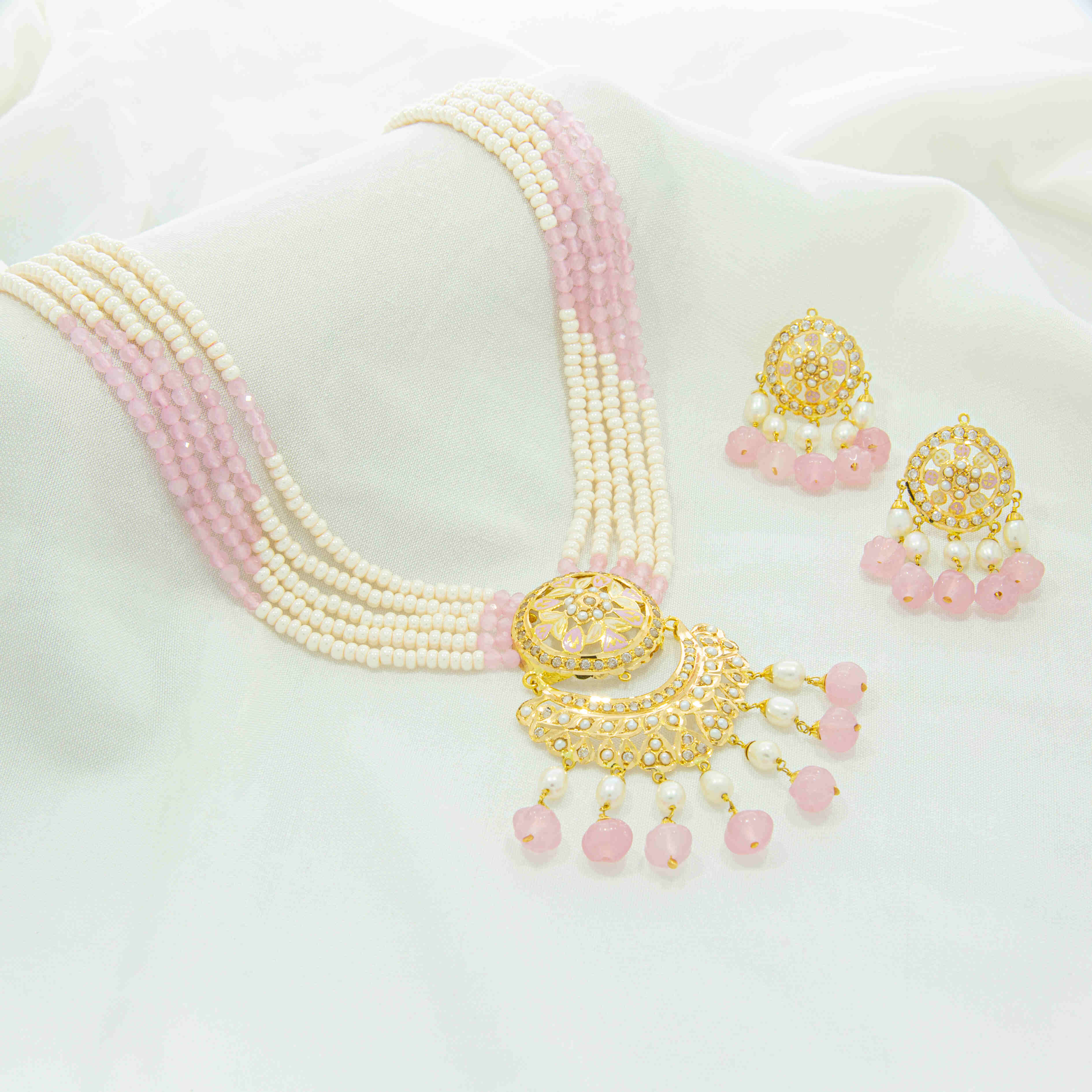 22kt gold moti necklace set