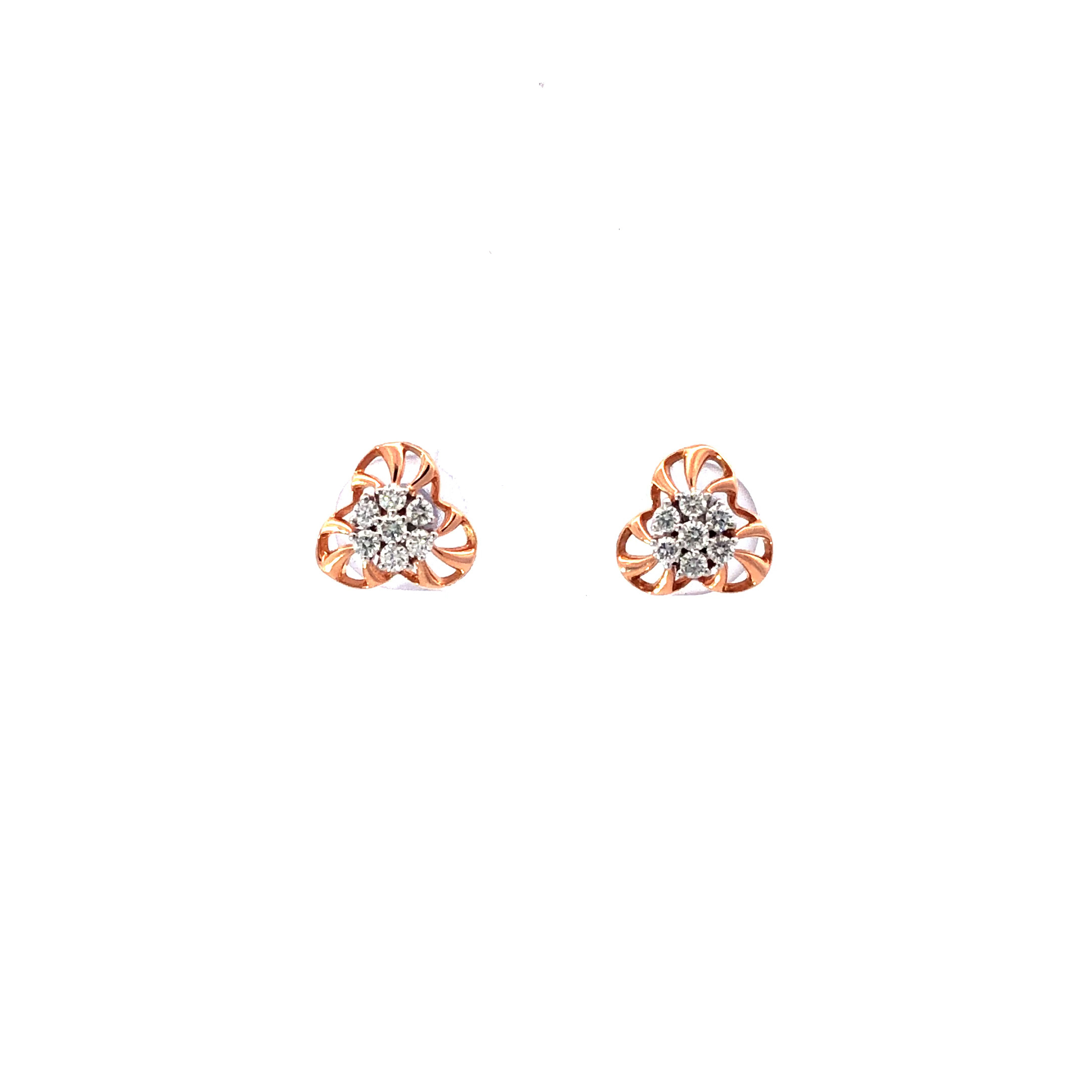 18kt rosegold diamond floral blossom stud earrings