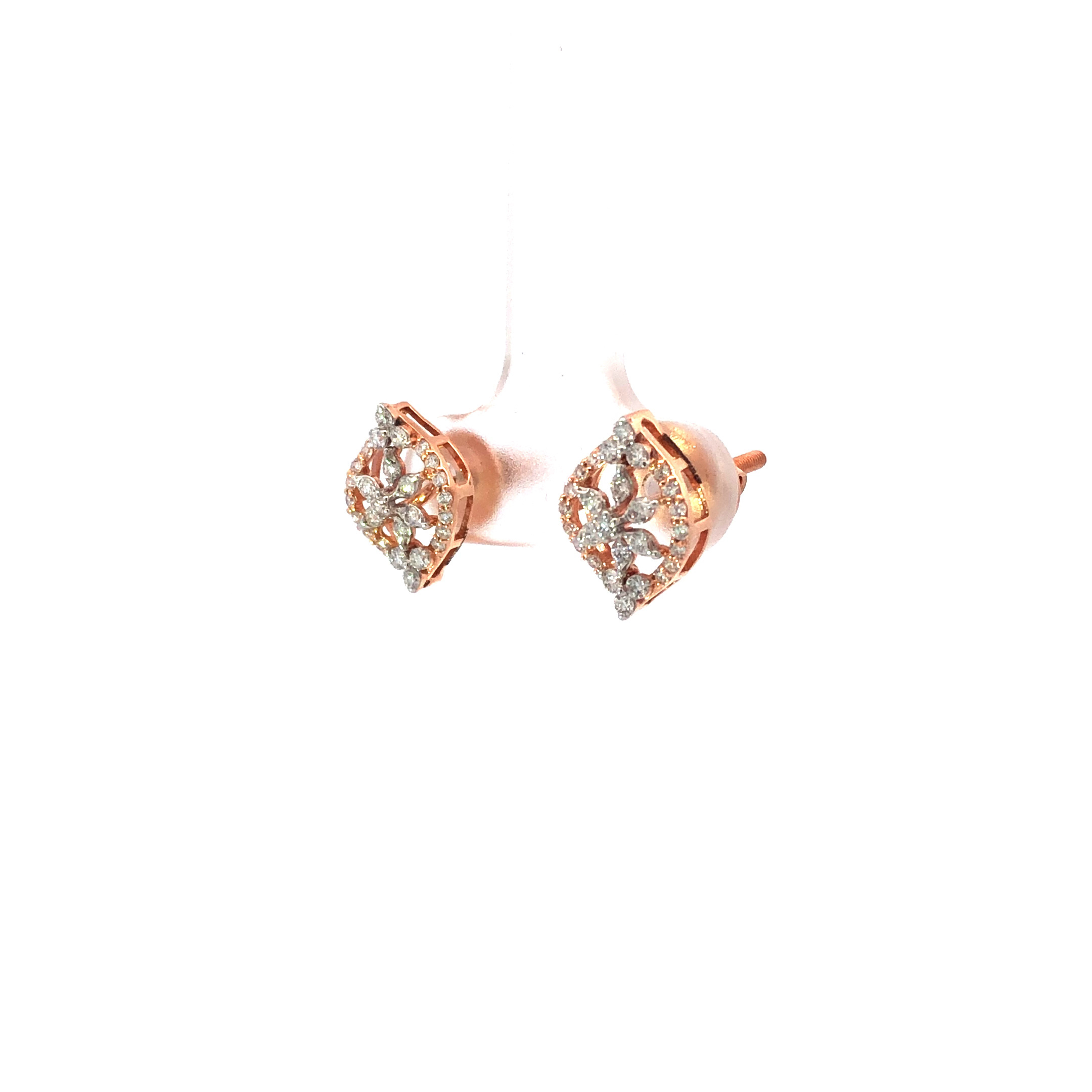 18kt diamond petal design earrings in rosegold
