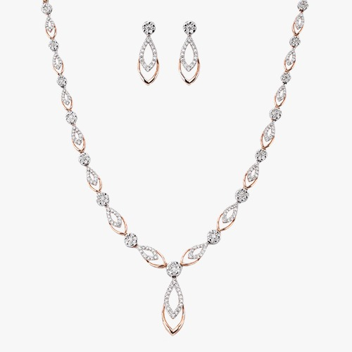 minimalistic Diamond Necklace Set in 14kt
