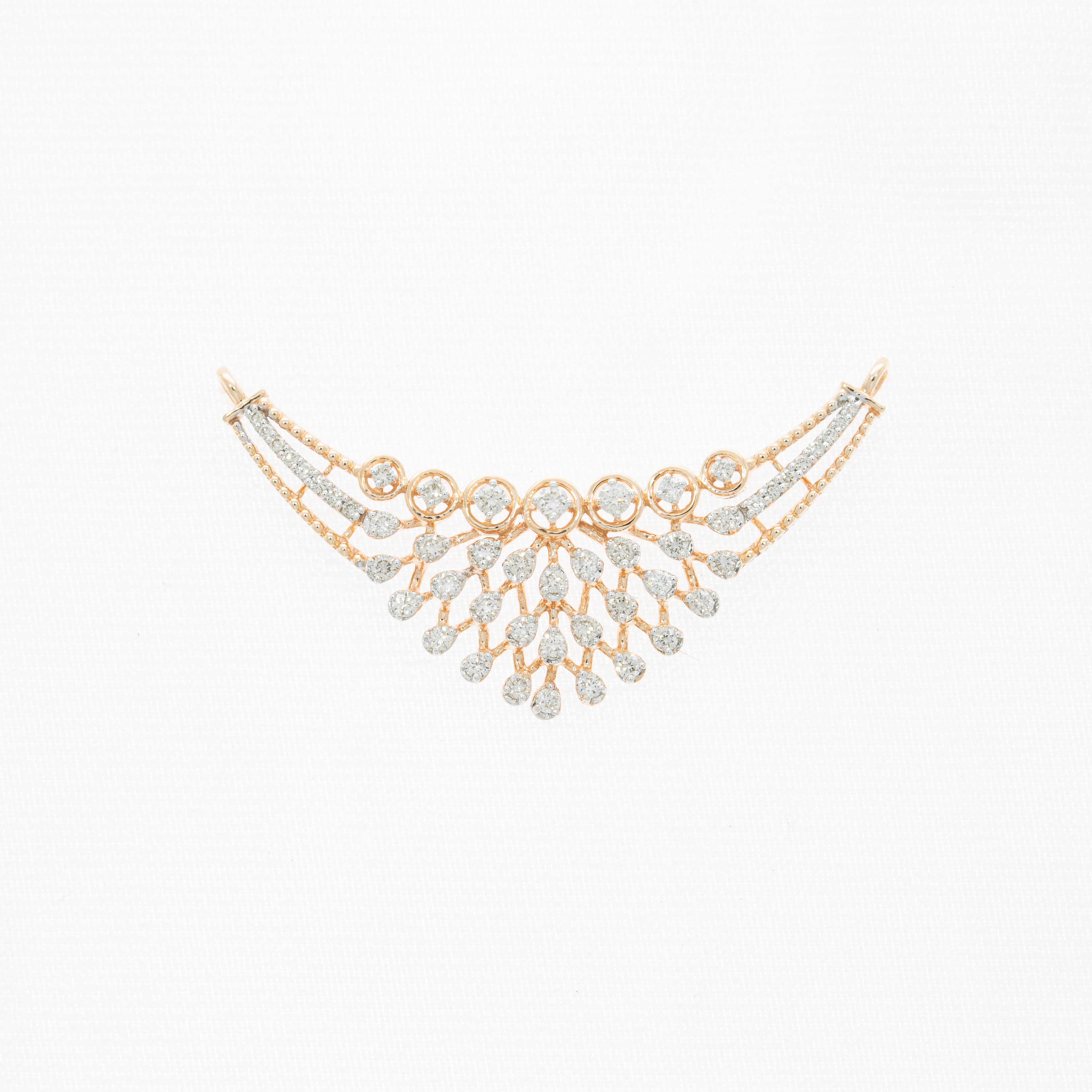 14kt three lines diamond mangalsutra pendant