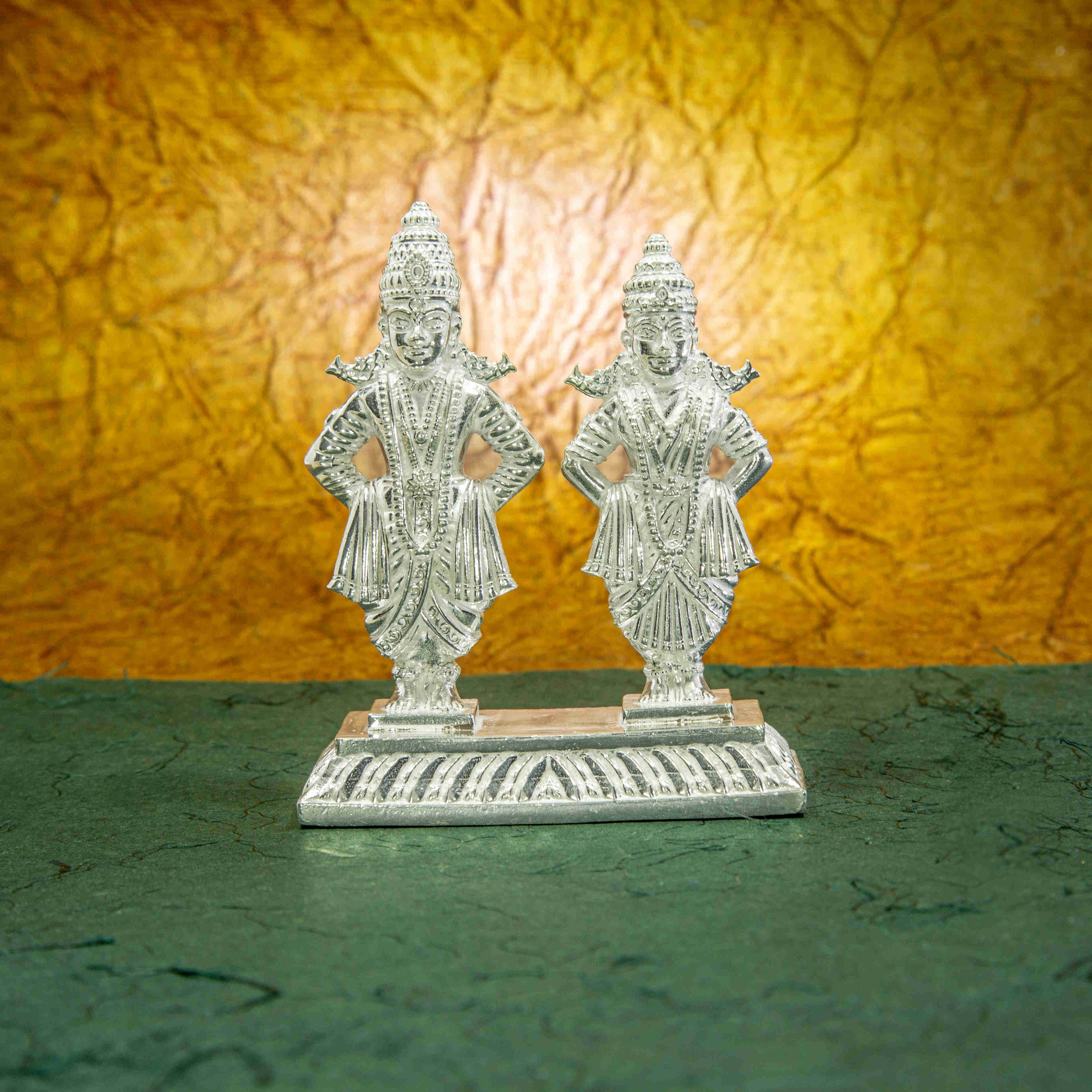 Silver Vitthal Rukmini Divine Idol