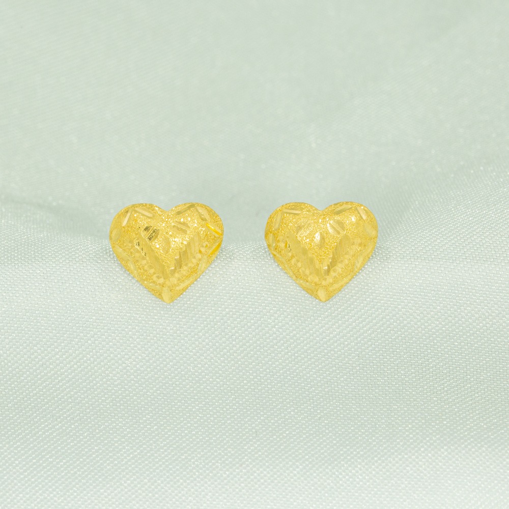 22ct Gold Heart Stud Earrings