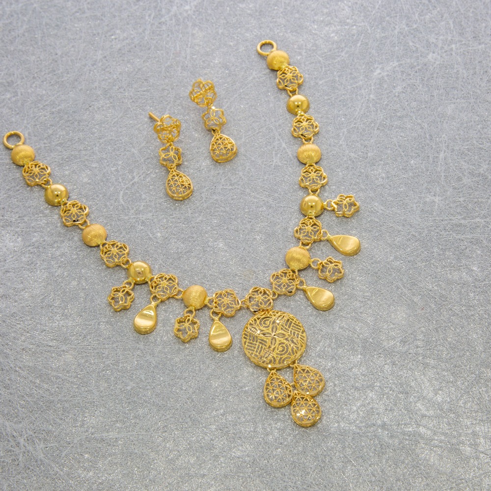 Wonderful turkey pattern 22kt necklace set