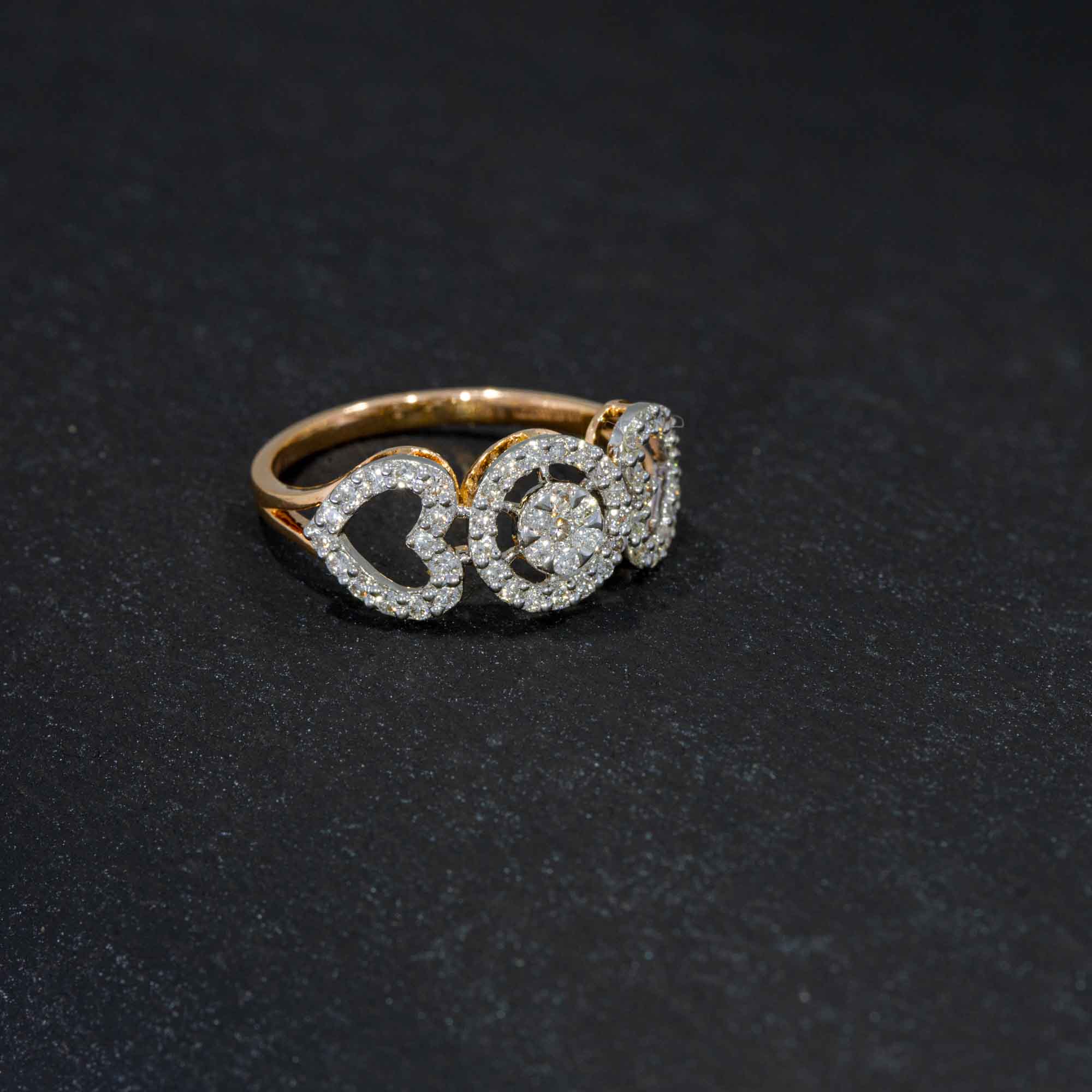 Dual Heart 14ct Diamond Ring