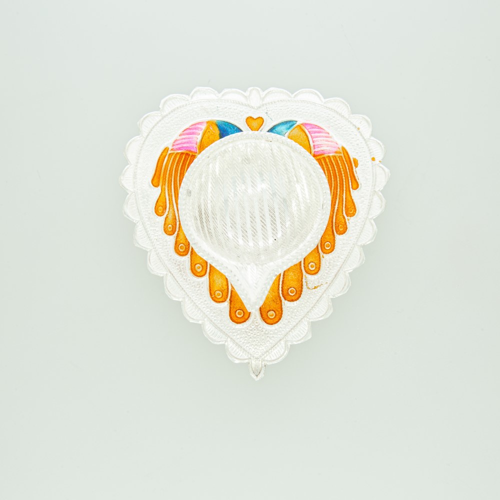 Heart Design Silver Pooja Diya