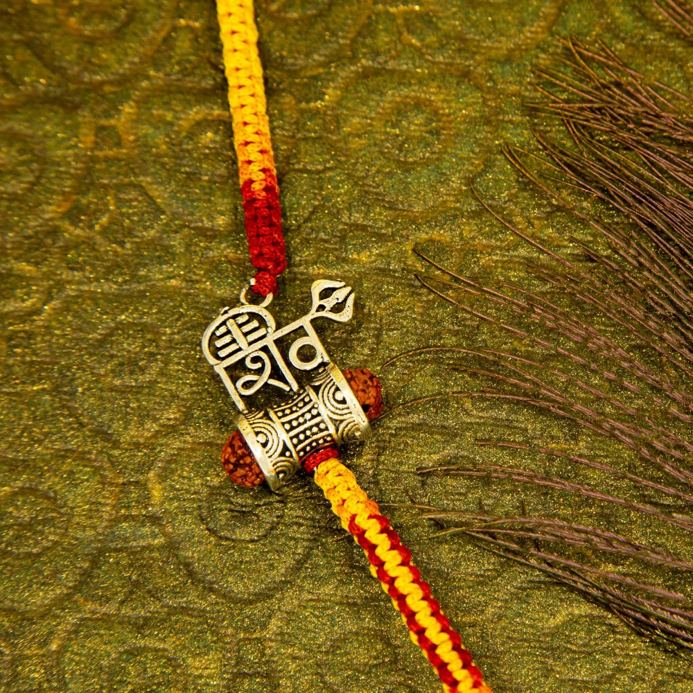 Silver shiv damru rudraksh rakhi