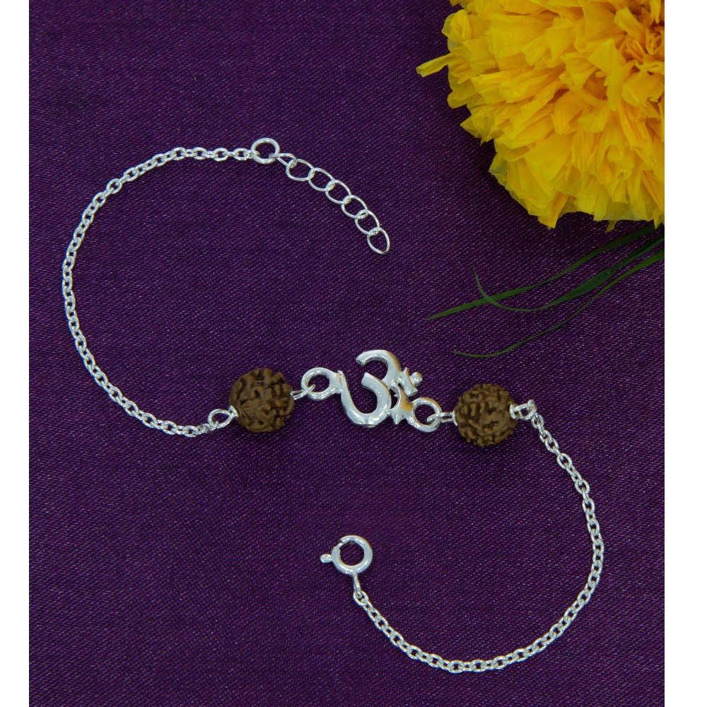 Silver om bracelet rakhi
