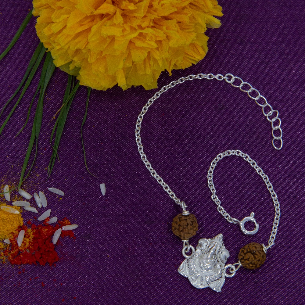 Silver ganesha rakhi for brother