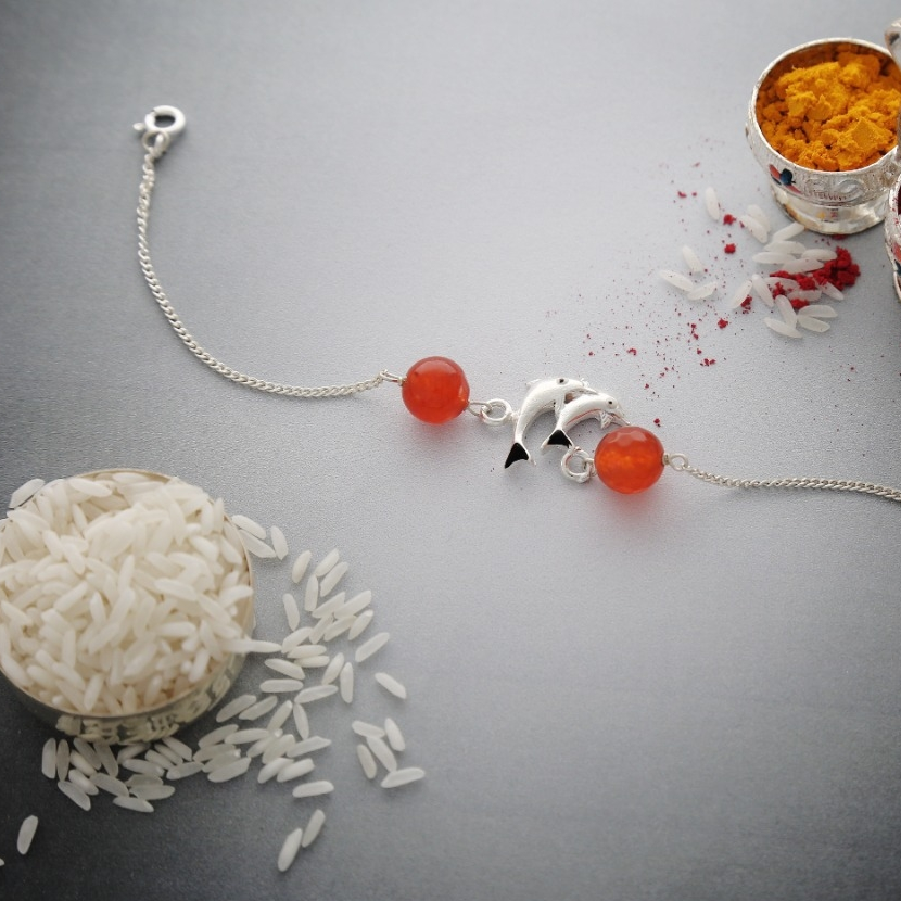 Silver Dolphin Rakhi For Brother
