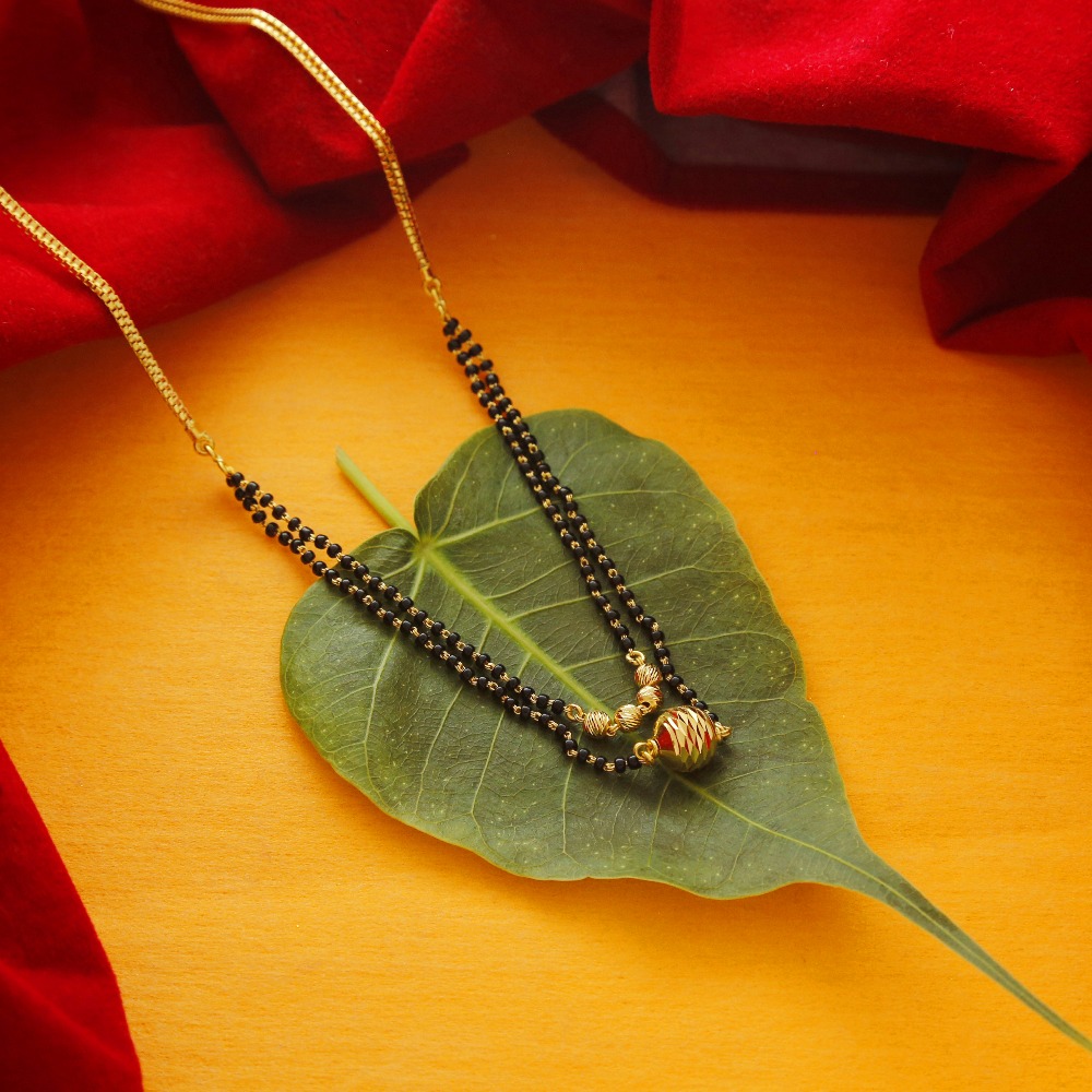 Marvellous dual layered black beaded gold mangalsutra design