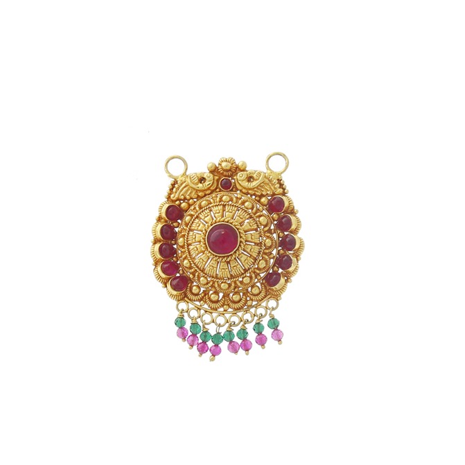 Delicate gold temple 22k pendant for women