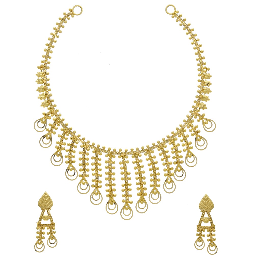 Yellow gold necklace set in 22carat for women