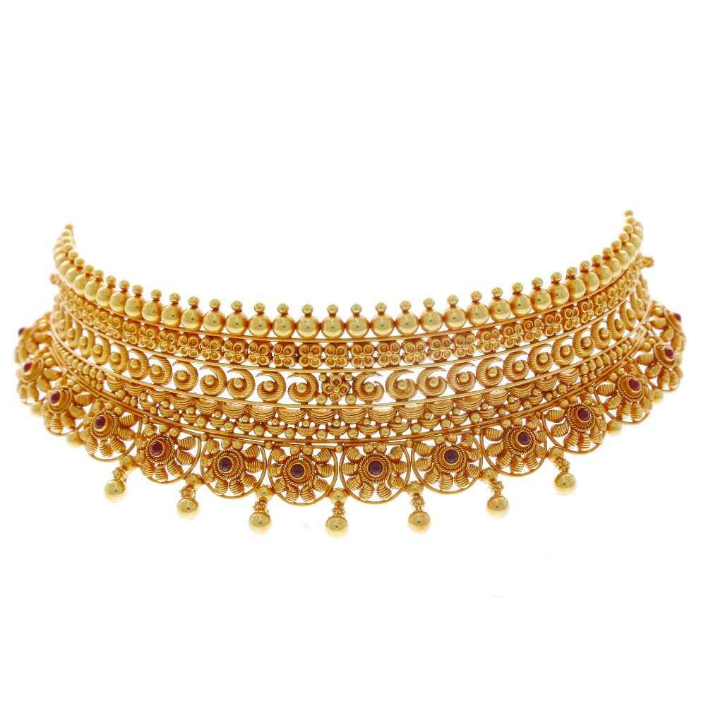 Eclectic choker necklace 22k gold for women
