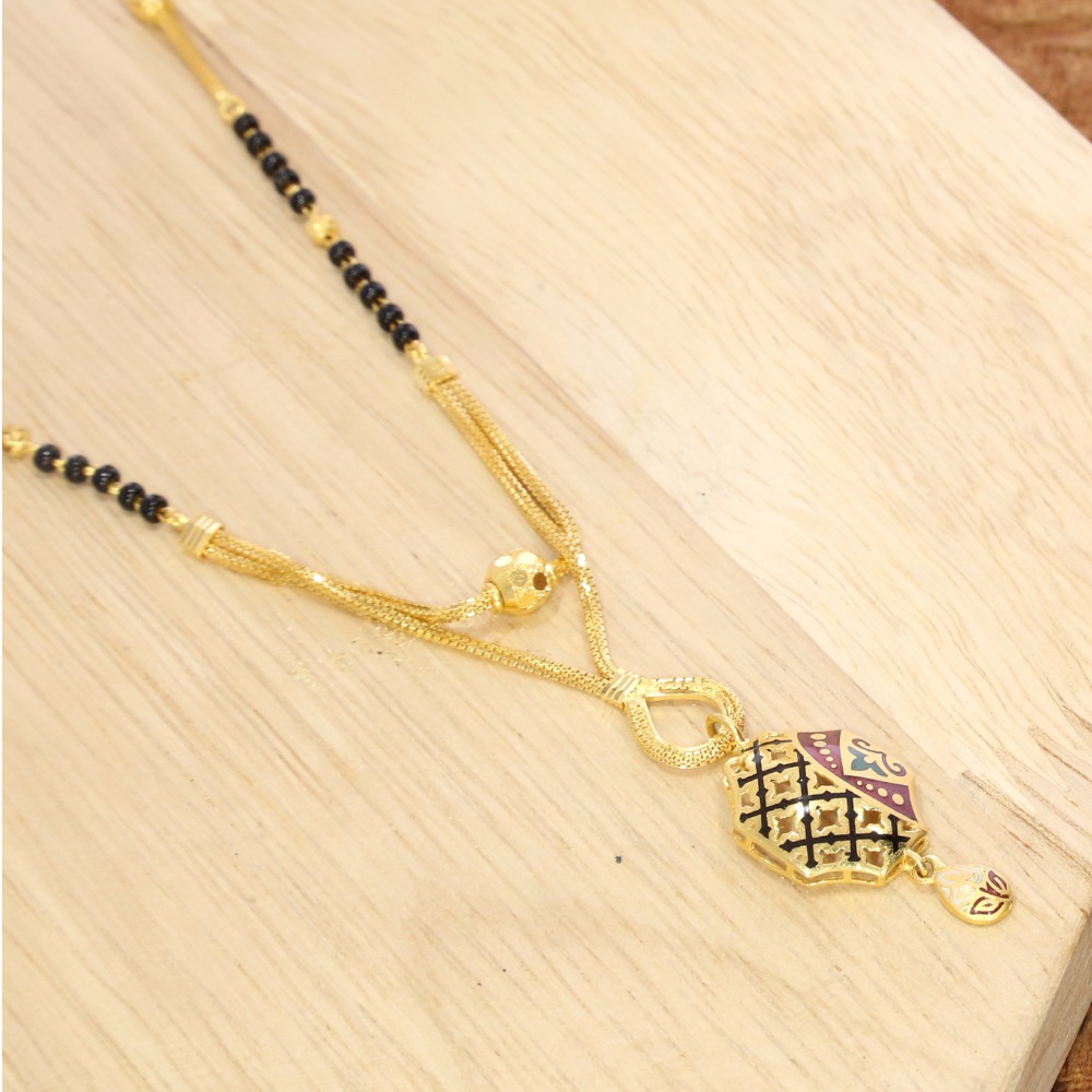 Enamel pattern 22kt short mangalsutra