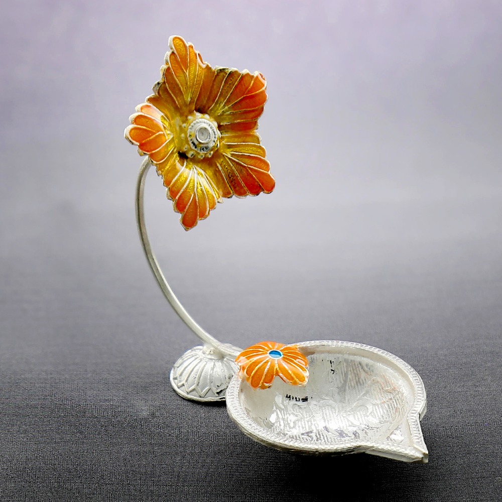 Silver Flower Diya