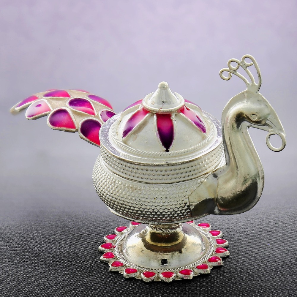 Designer Silver Elegant Peacock Design karanda