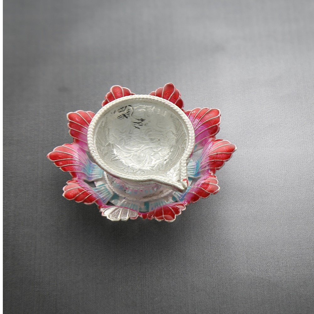 Elegant silver diya for puja