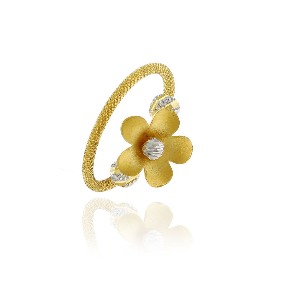 22k Flower Stone Studded Gold Ring