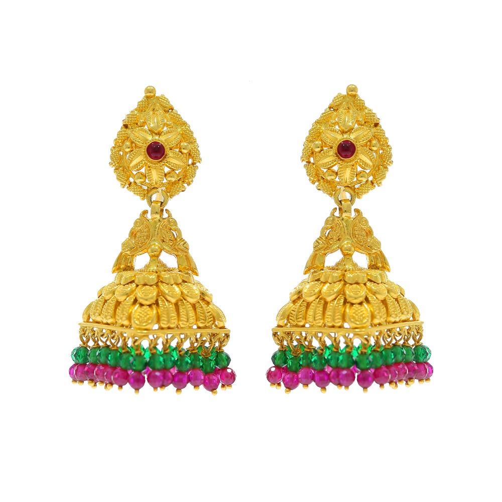 Traditional 22 karat yellow gold jhumkas