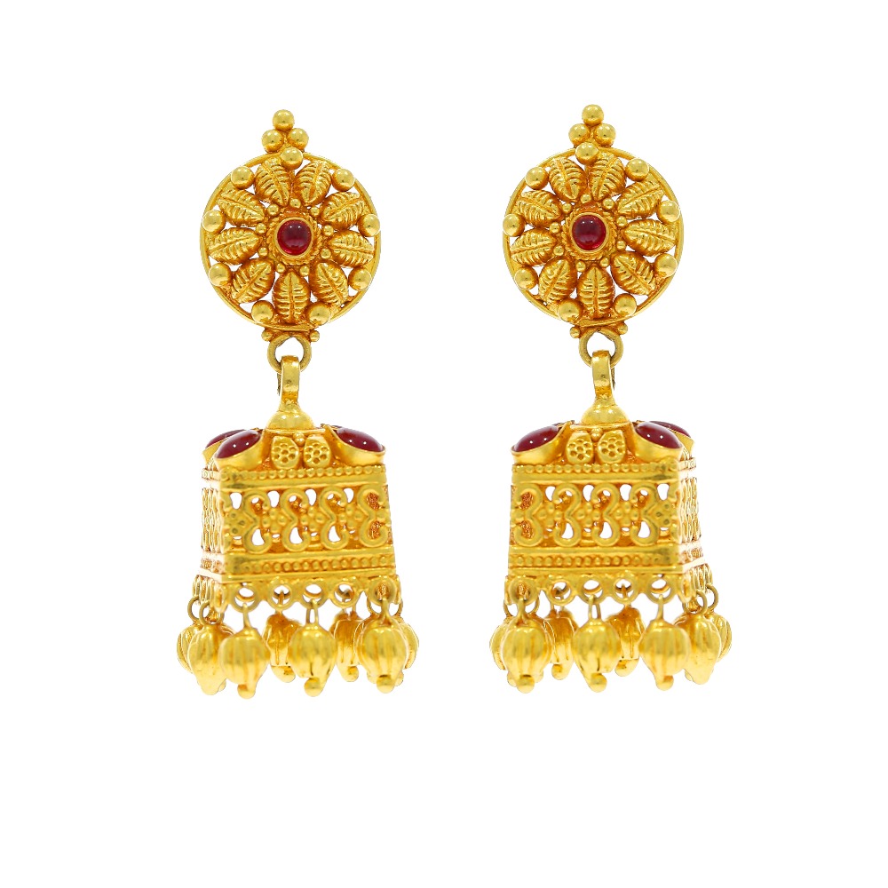 Dazzling 22kt temple jhumka