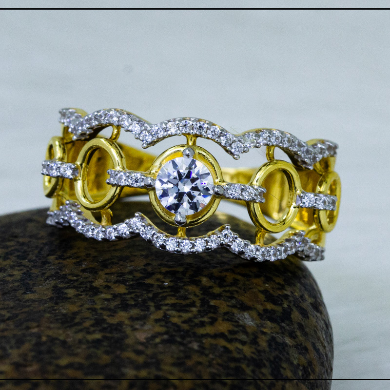 18K Yellow Gold Royal Hallmarked CZ ring