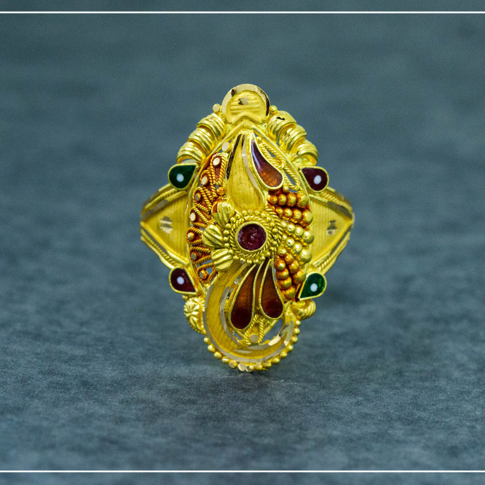 22K Yellow Gold Traditional Long Hallmarked Ladies Ring