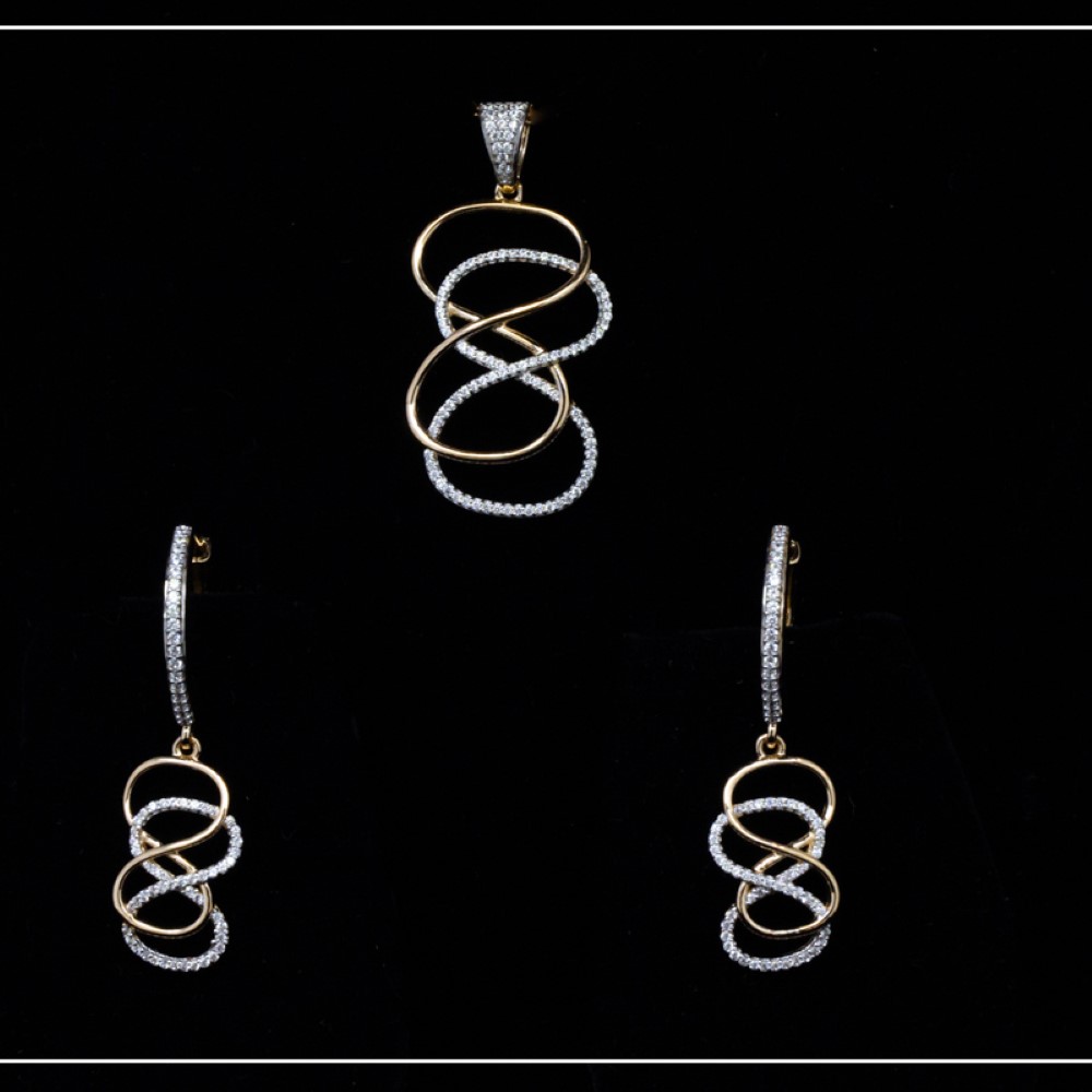 18K Rosegold Double Infinity Hallmarked Pendant Set