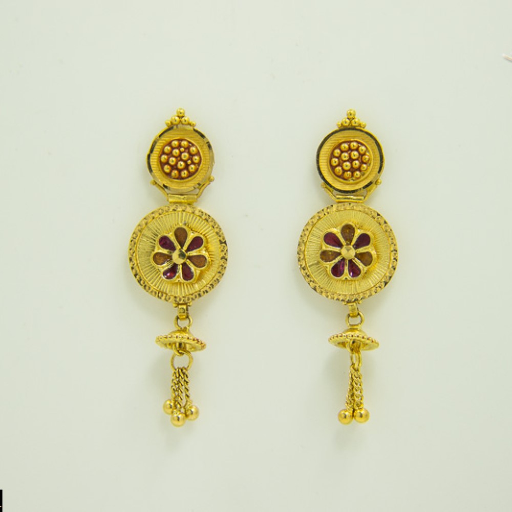 22K Yellow Gold Traditional Hallmarked Latkan Earrings