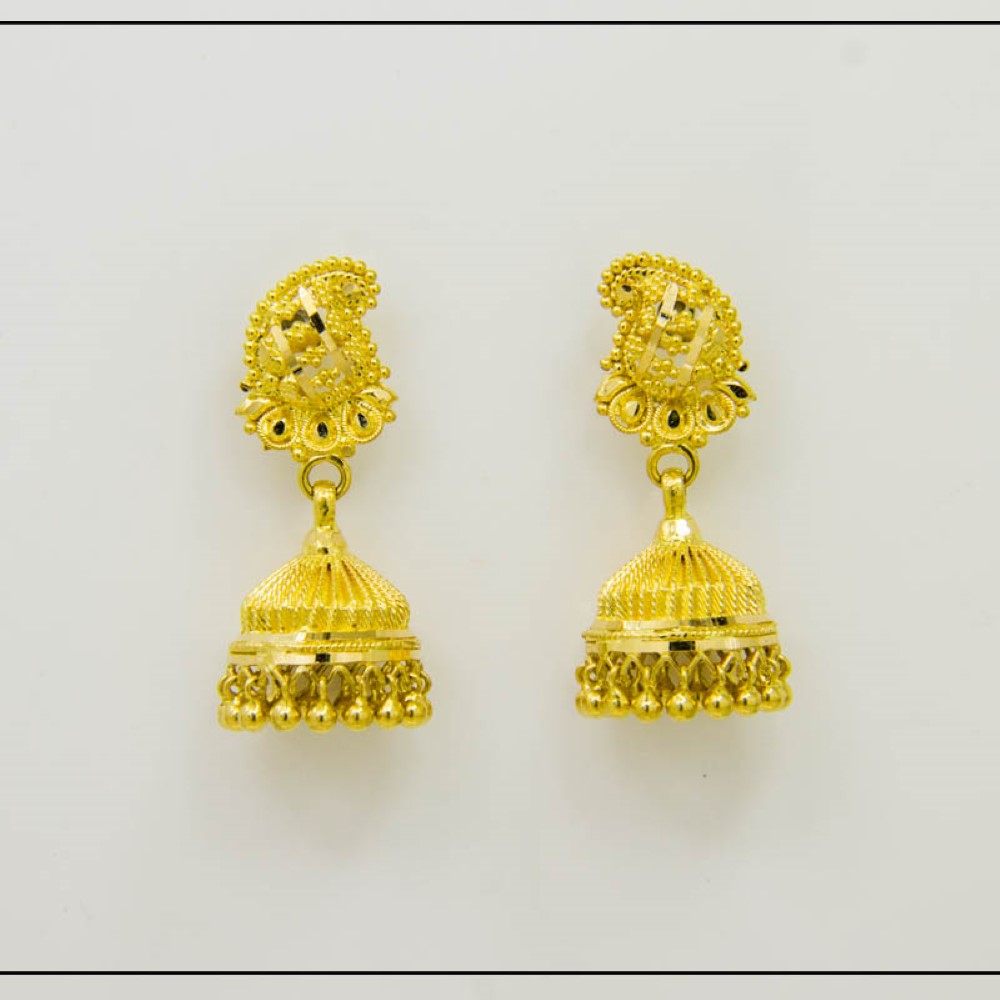 22K Yellow Gold Traditional Jhumki Earrings