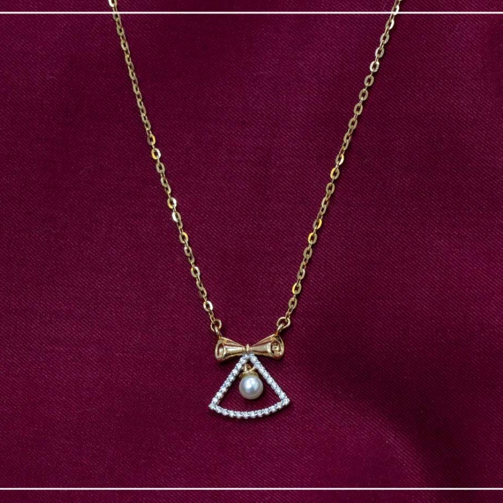 18K RoseGold Hallmarked Chain with Pearl Pendant